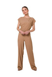 Elegant Cutout Jumpsuit with Belt and Covered Zippers