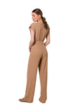 Elegant Cutout Jumpsuit with Belt and Covered Zippers