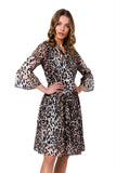 Ethereal Chiffon Dress with Tie Neckline and Elbow Sleeves