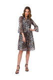 Ethereal Chiffon Dress with Tie Neckline and Elbow Sleeves