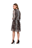 Ethereal Chiffon Dress with Tie Neckline and Elbow Sleeves