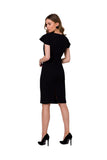 Elegant Cocktail Dress with Decorative Layer & Buckled Belt
