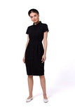 Front-Fastening Dress with Collar and Short Sleeves