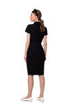 Front-Fastening Dress with Collar and Short Sleeves