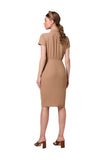 Front-Fastening Dress with Collar and Short Sleeves