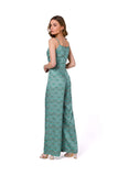 Delicate Satin Summer Suit with Print and Slip Pockets