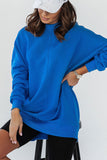 Comfortable Extended Cut Sweatshirt with Decorative Stitching