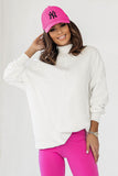 Comfortable Extended Cut Sweatshirt with Decorative Stitching