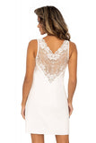 Lace-Trimmed Bardot T-Shirt with Floral Embroidery