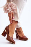 Elegant Leather Pointed Toe Pumps with Unique Heel Detail