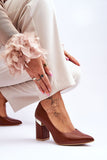 Elegant Leather Pointed Toe Pumps with Unique Heel Detail