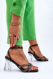 Elegant Rhinestone-Embellished Post Heel Sandals