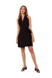 Jacquard Cut Overlap Dress with Tie Waist Option