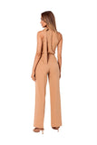 Elegant Halter Neck Pantsuit with Tie Detail and Pockets