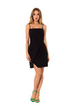 Chic Mini Dress with Deep Neckline and Thin Straps