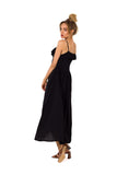 Loose-Fitting Midi Dress with Ruffled Neckline