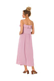 Loose-Fitting Midi Dress with Ruffled Neckline