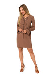 Eye-Catching Motif Dress with Tying Neckline and Ruffles