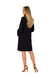 Long Sleeve Dress with Ruffled Neckline and Motif
