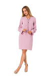 Chic Ruffled Long Sleeve Dress with Neckline Tie