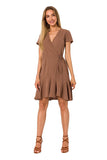 Airy Ruffle Side-Tie Overlap Dress with Short Sleeves