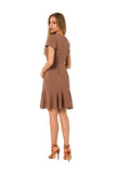 Airy Ruffle Side-Tie Overlap Dress with Short Sleeves