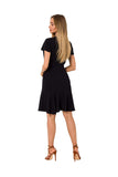 Airy Side-Tied Ruffle Overlap Dress with Short Sleeves