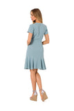 Airy Ruffle Overlap Dress with Side Tie and Short Sleeves