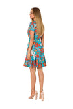 Printed Summer Dress with Side Tie and Ruffle Hem