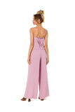 Draped Neckline Pantsuit with Tied Back and Pockets