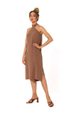 Delicate Crepe Halter Dress with Open Back