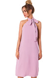 Open Back Halter Neck Crepe Dress for Day & Evening Looks