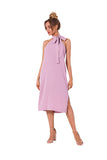 Open Back Halter Neck Crepe Dress for Day & Evening Looks