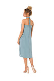 Elegant Crepe Dress with Open Back and Halter Neckline