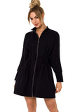 Fashionable Zippered Sweatshirt with Cutouts and Lacing