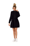 Fashionable Zippered Sweatshirt with Cutouts and Lacing