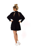 Fashionable Zippered Sweatshirt with Cutouts and Lacing