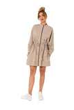 Trendy Zippered Sweatshirt with Cutouts and Pockets