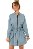 Versatile Zippered Sweatshirt with Cutouts and Lacing