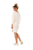 Kimono Sleeve V-Neck Dress with Logo Piping