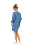 Kimono Sleeve V-Neck Dress with Logo Piping