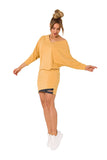 Kimono Sleeve V Neck Dress with Logo Piping