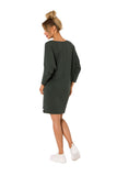 Kimono Sleeve V-Neck Dress with Logo Piping