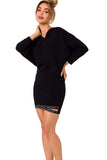 Kimono Sleeve V-Neck Dress with Logo Piping