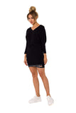 Kimono Sleeve V-Neck Dress with Logo Piping