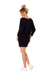 Kimono Sleeve V-Neck Dress with Logo Piping