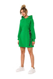 Versatile Hooded Mini Dress with Logo Trousers