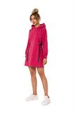 Versatile Long Sleeve Hooded Mini Dress with Logo Trousers