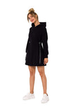 Long Sleeve Hooded Mini Dress with Adjustable Waist