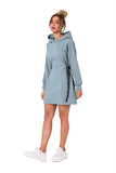 Versatile Hooded Mini Dress with Logo Trousers